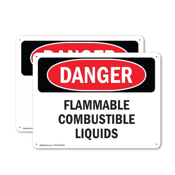 Signmission Flammable Combustible Liquids Danger Sign, Plastic, 10in W x 7in L, 2PK OS-2PACK-DS-P-710-L-2354 - main